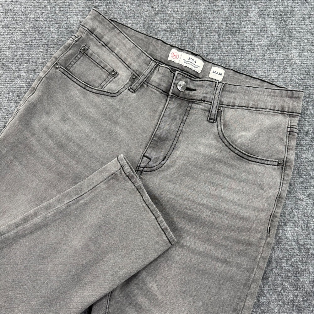 MBX Jeans 30x30 Gray Slim Straight Stretch Denim Pants Men's